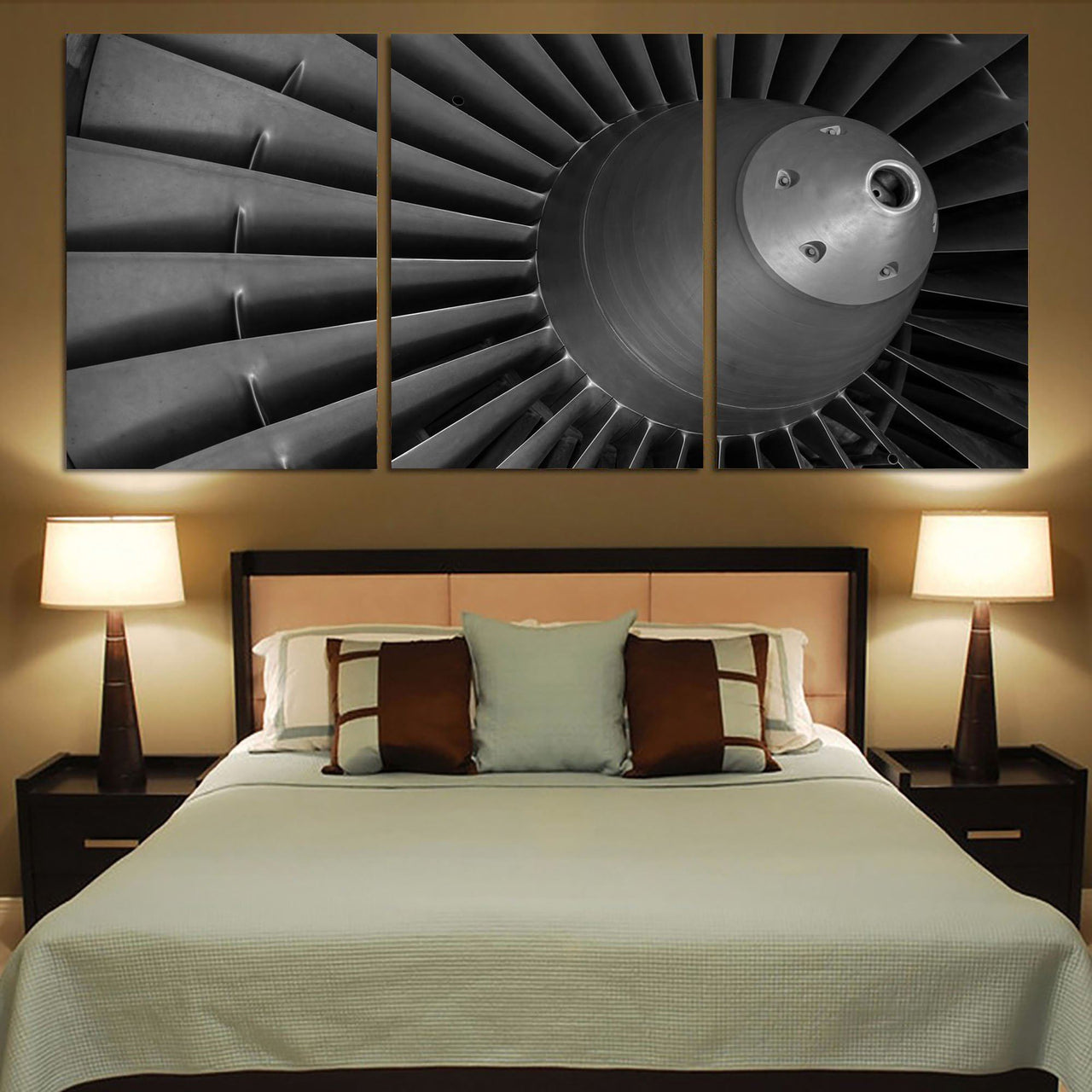 Super View of Jet Engine Printed Canvas Posters (3 Pieces) Aviation Shop 