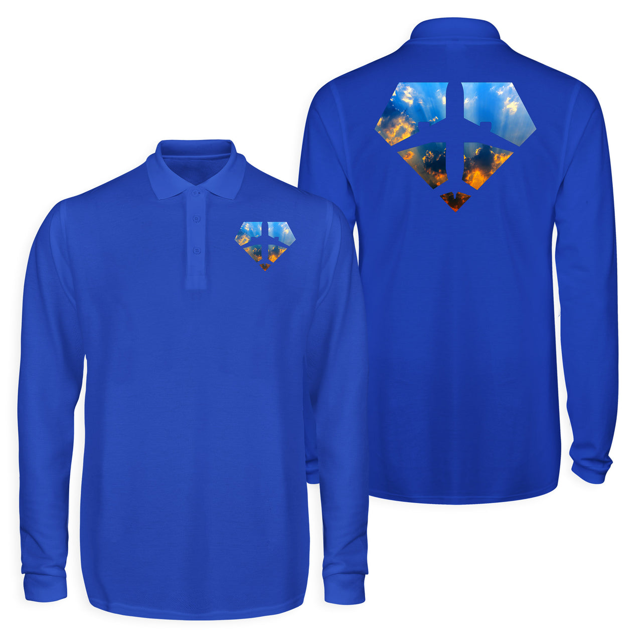 Supermen of The Skies (Sunrise) Designed Long Sleeve Polo T-Shirts (Double-Side)