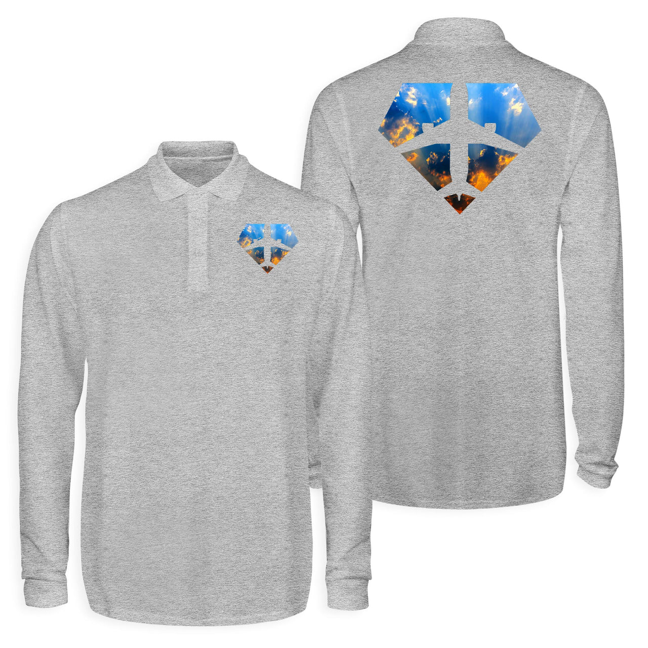 Supermen of The Skies (Sunrise) Designed Long Sleeve Polo T-Shirts (Double-Side)