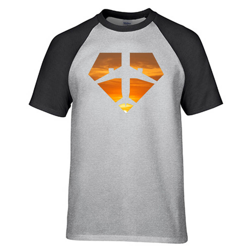 Supermen of The Skies (Sunset) Designed Raglan T-Shirts