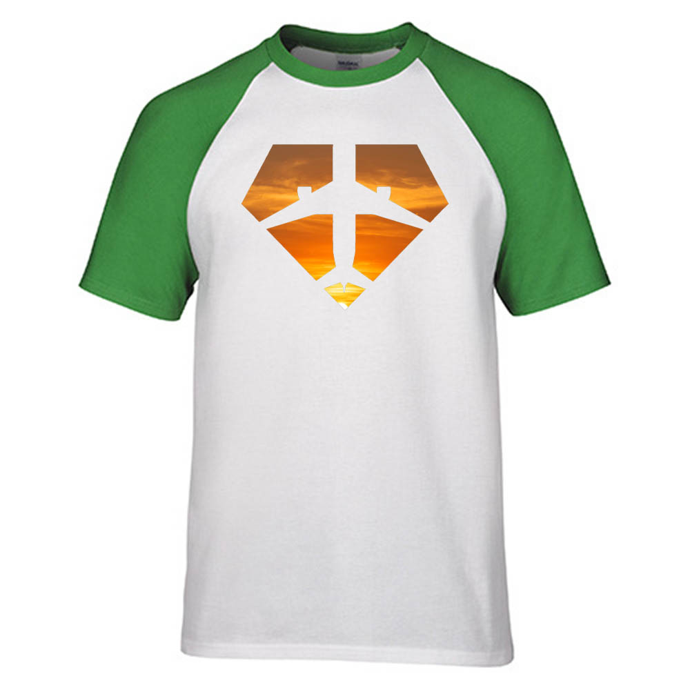 Supermen of The Skies (Sunset) Designed Raglan T-Shirts