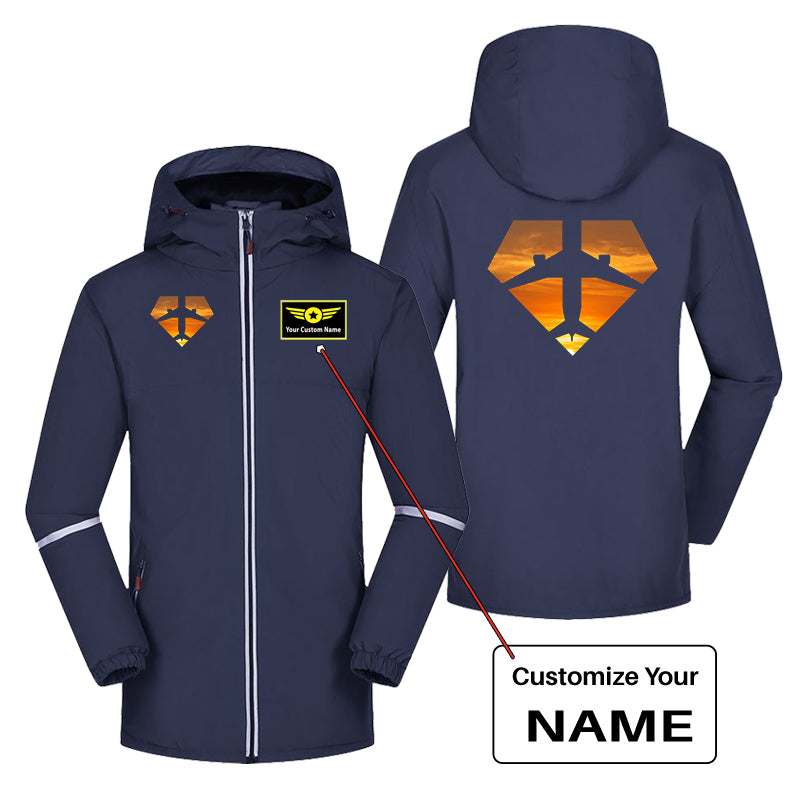 Supermen of The Skies (Sunset) Designed Rain Coats & Jackets
