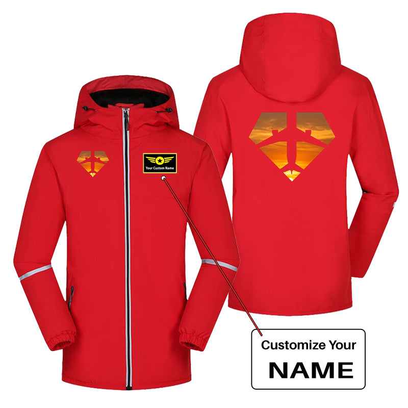 Supermen of The Skies (Sunset) Designed Rain Coats & Jackets