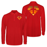 Thumbnail for Supermen of The Skies (Sunset) Designed Long Sleeve Polo T-Shirts (Double-Side)