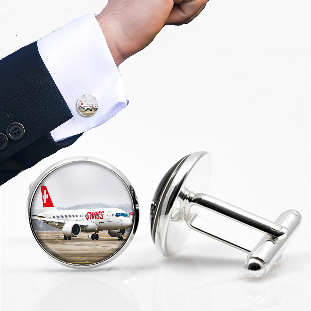 Swiss Airlines Bombardier CS100 Designed Cuff Links