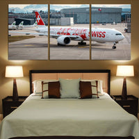 Thumbnail for Swiss Airlines Boeing 777 Printed Canvas Posters (3 Pieces) Aviation Shop 