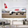 Swiss Airlines Bombardier CS100 Printed Canvas Posters (1 Piece) Aviation Shop 