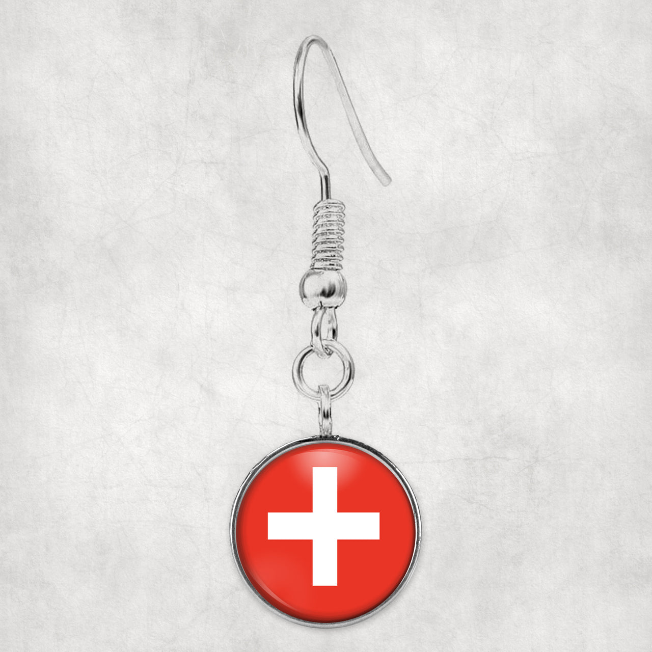 Switzerland Flag Designed Earrings