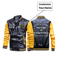 Thumbnail for Custom Name & TWO LOGOS Stylish Leather Bomber Jackets
