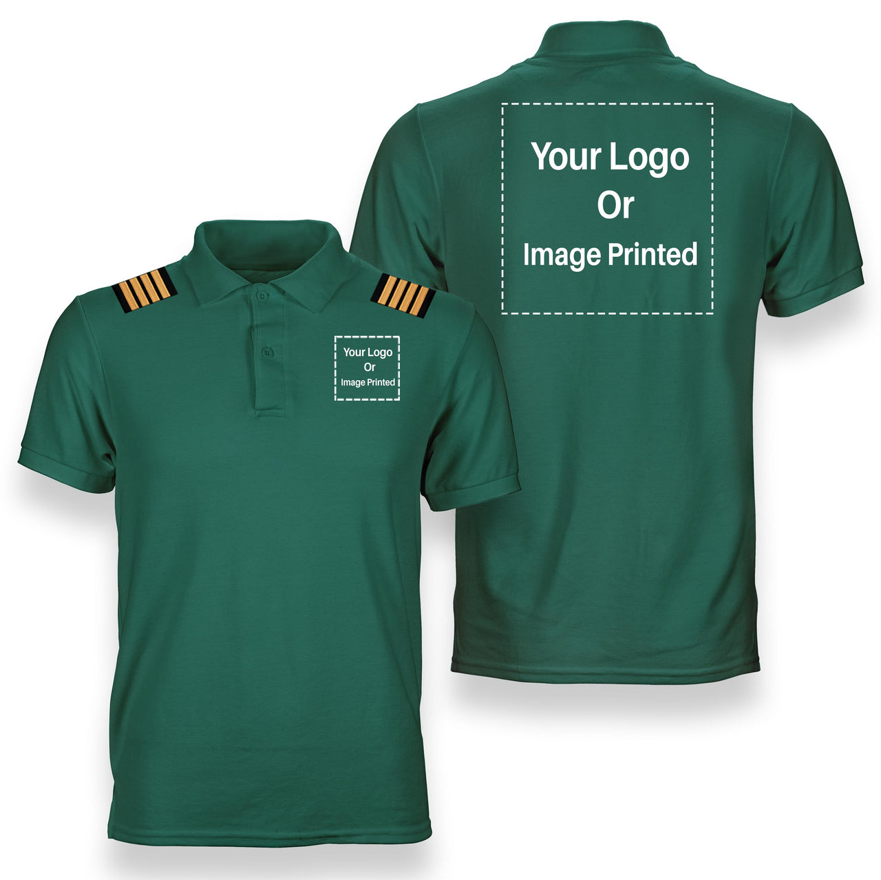 Custom "Two" Logos + Epaulettes Designed Polo T-Shirts