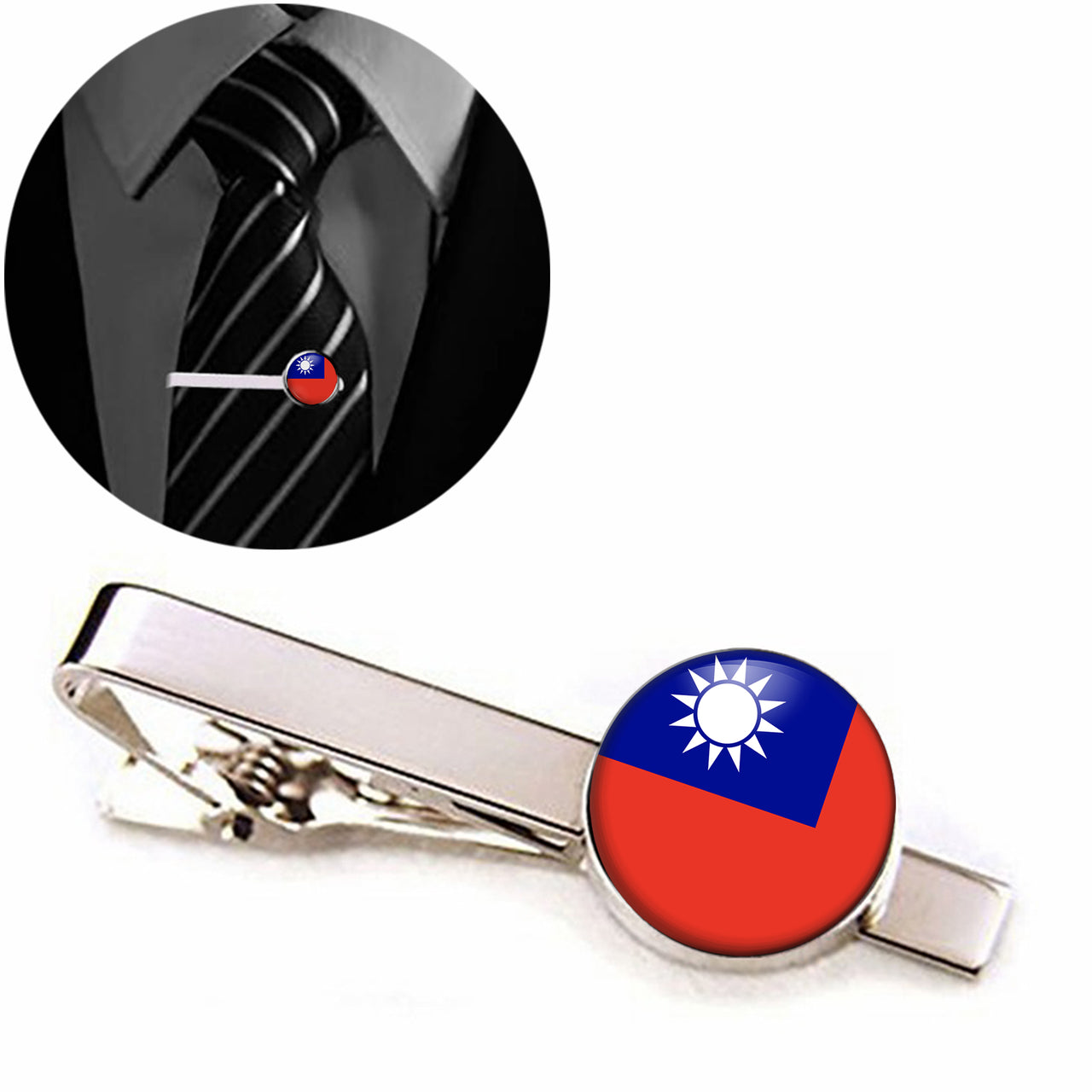 Taiwan Flag Designed Tie Clips