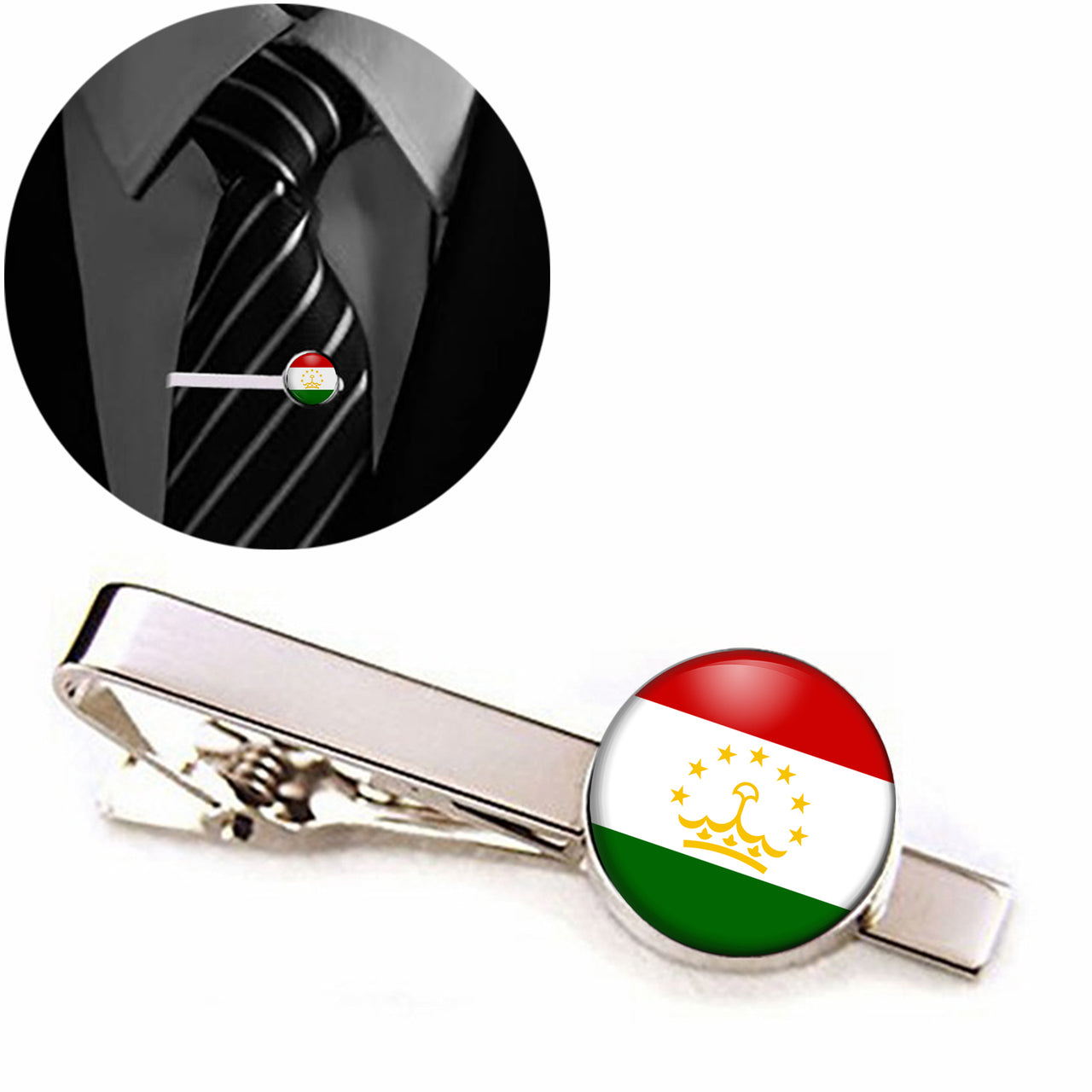 Tajikistan Flag Designed Tie Clips
