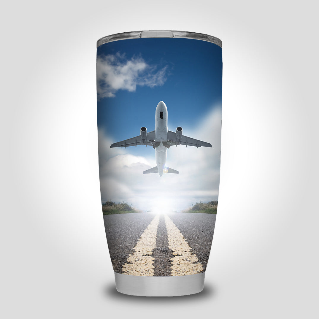Taking Off Aircraft Designed Tumbler Travel Mugs
