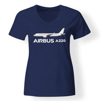 Thumbnail for The Airbus A220 Designed V-Neck T-Shirts