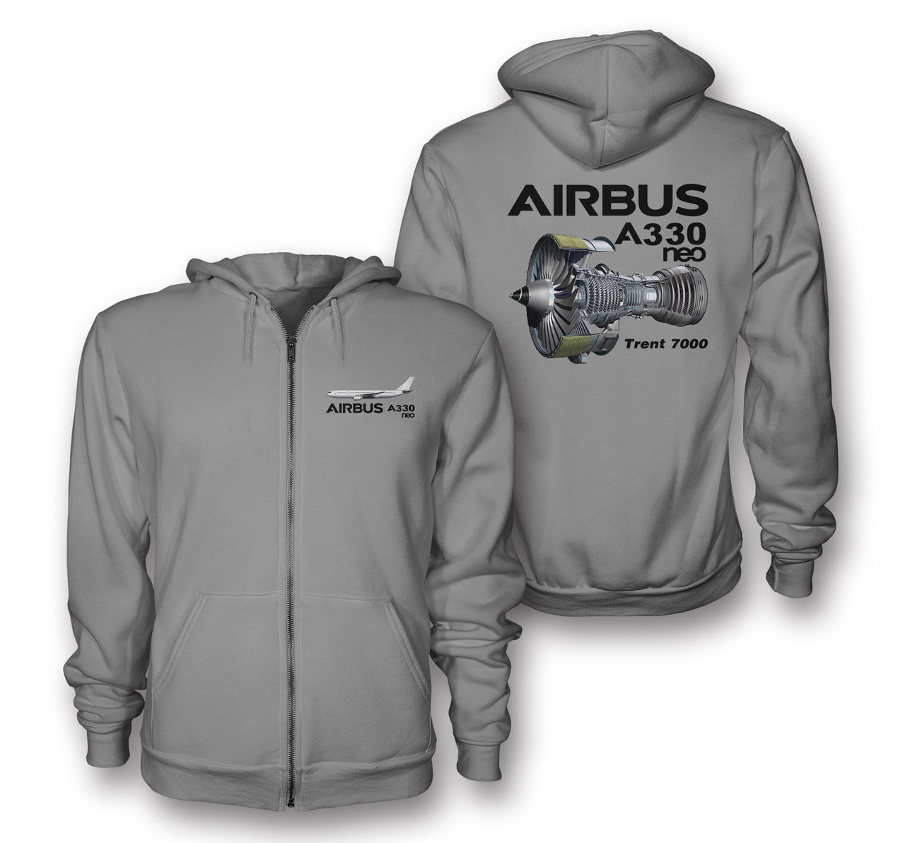 The Airbus A330neo & Trent 7000 Engine Designed Zipped Hoodies