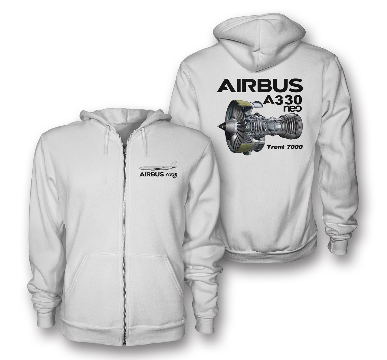 The Airbus A330neo & Trent 7000 Engine Designed Zipped Hoodies