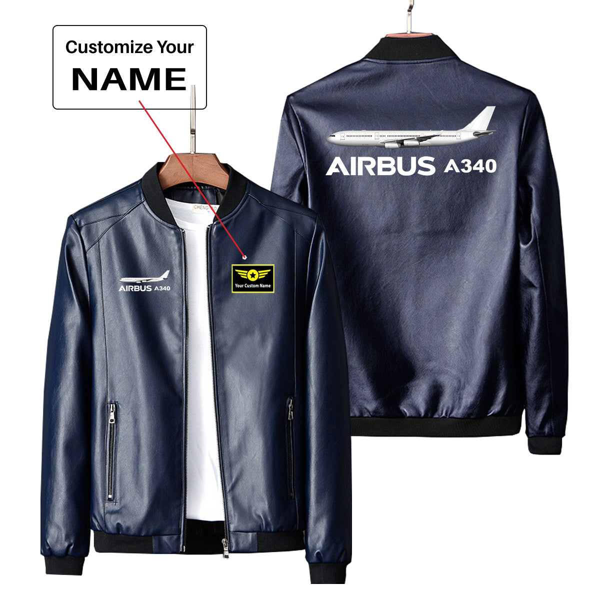 The Airbus A340 Designed PU Leather Jackets