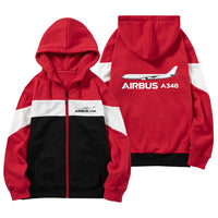 Thumbnail for The Airbus A340 Designed Colourful Zipped Hoodies