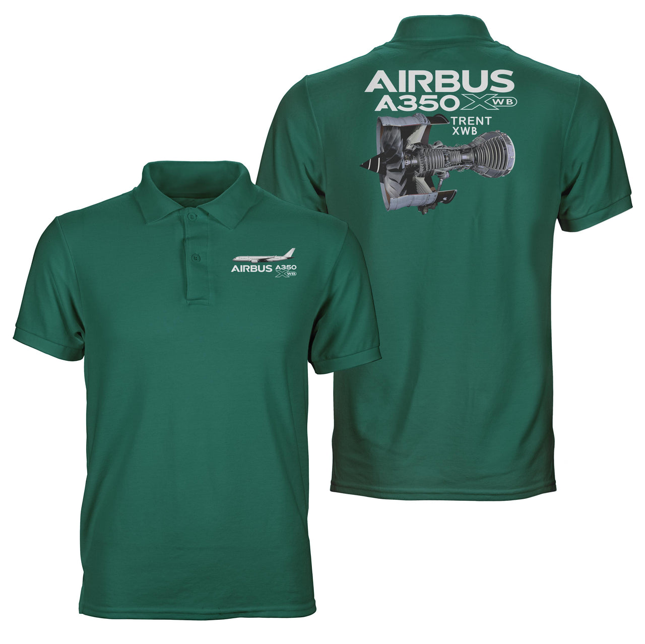Airbus A350 & Trent XWB Engine Designed Double Side Polo T-Shirts