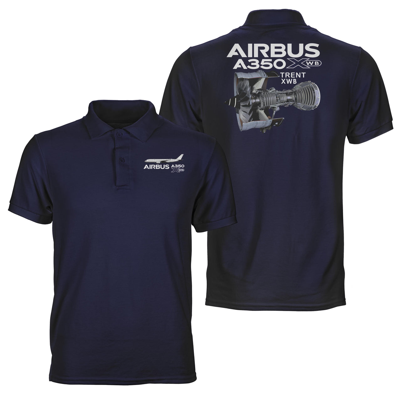 Airbus A350 & Trent XWB Engine Designed Double Side Polo T-Shirts