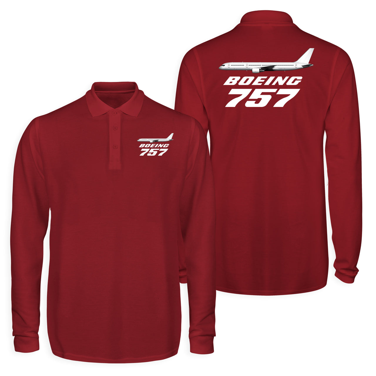 The Boeing 757 Designed Long Sleeve Polo T-Shirts (Double-Side)