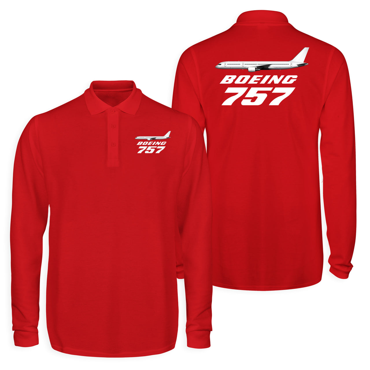 The Boeing 757 Designed Long Sleeve Polo T-Shirts (Double-Side)