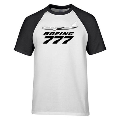 The Boeing 777 aviation design printed on soft cotton raglan T-shirt.
