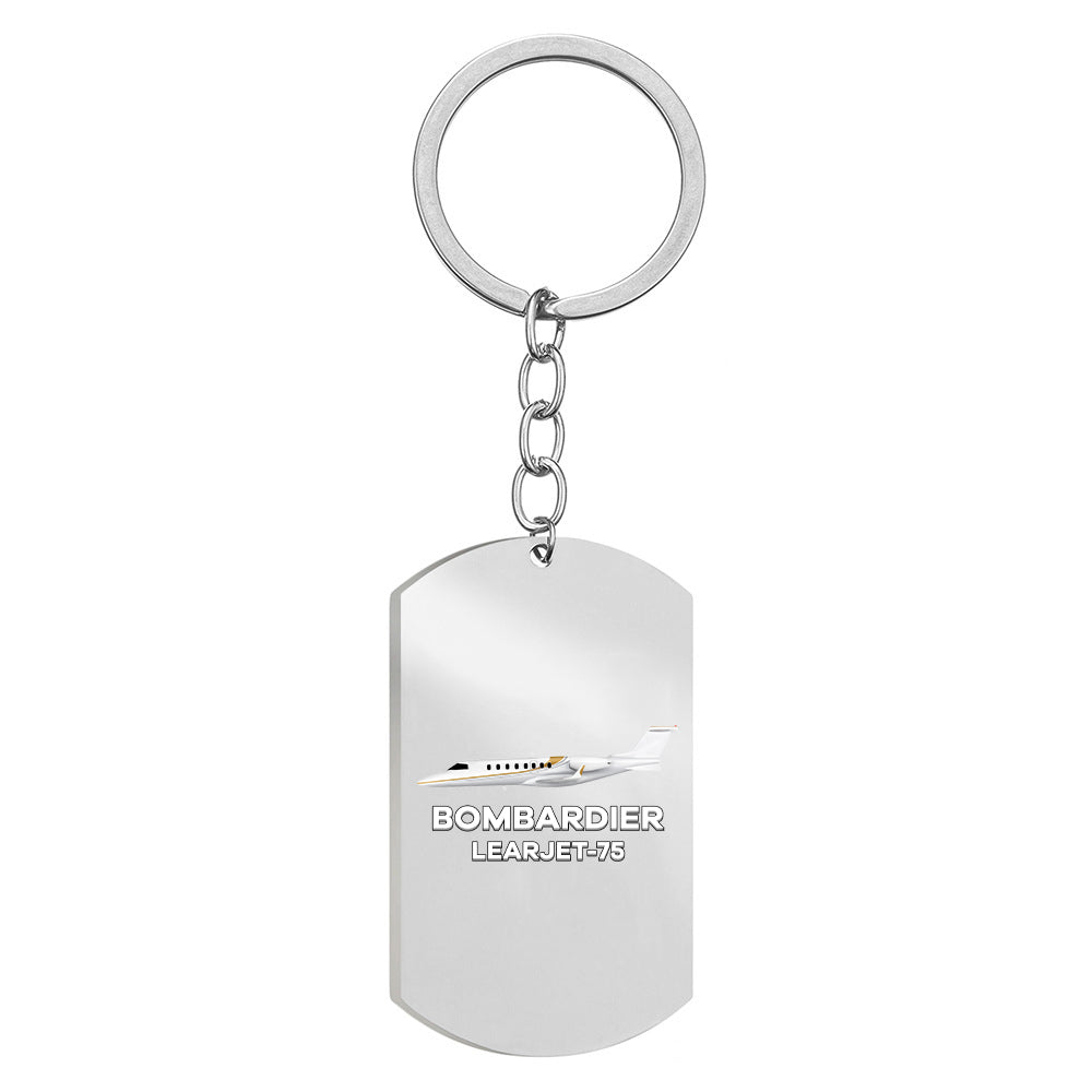 The Bombardier Learjet 75 Designed Stainless Steel Key Chains (Double Side)