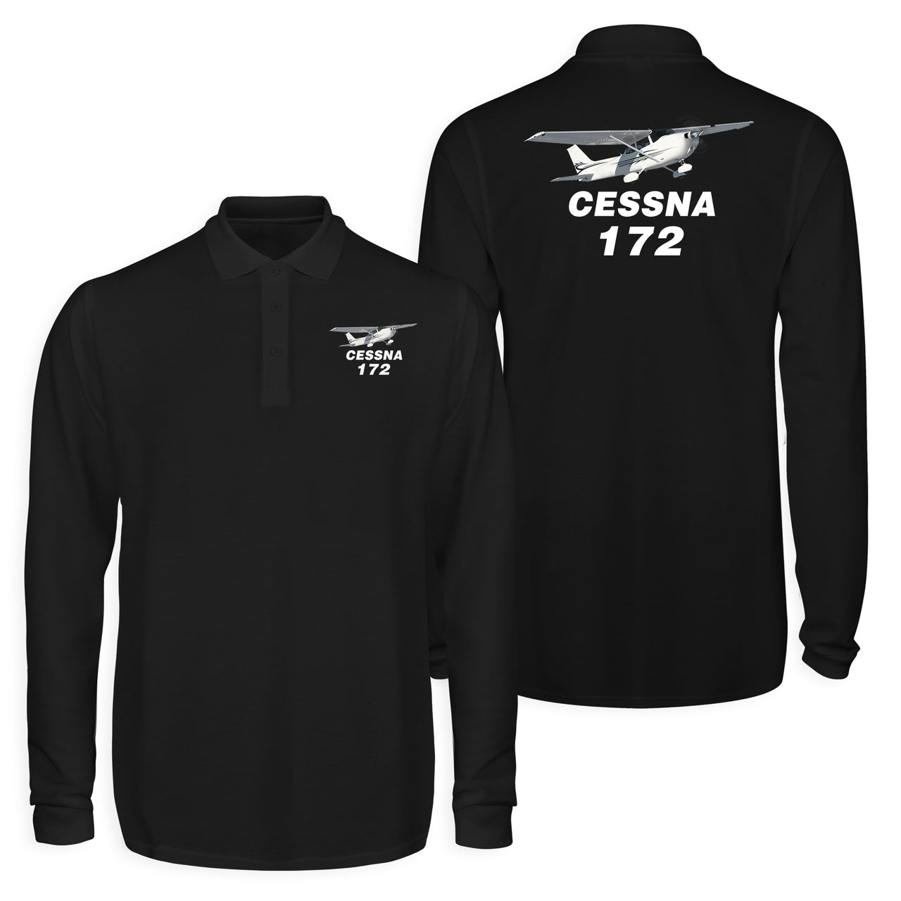 The Cessna 172 Designed Long Sleeve Polo T-Shirts (Double-Side)