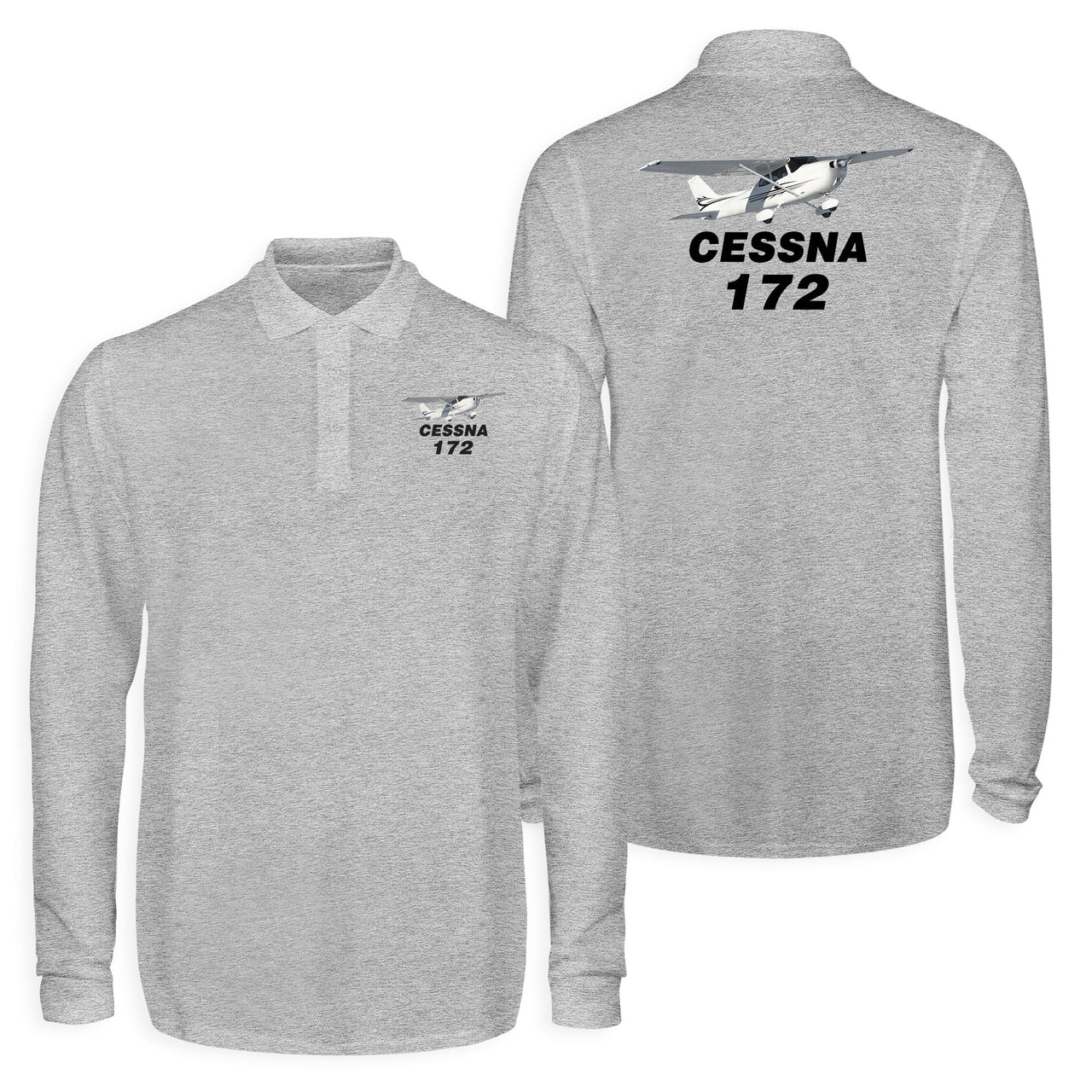The Cessna 172 Designed Long Sleeve Polo T-Shirts (Double-Side)