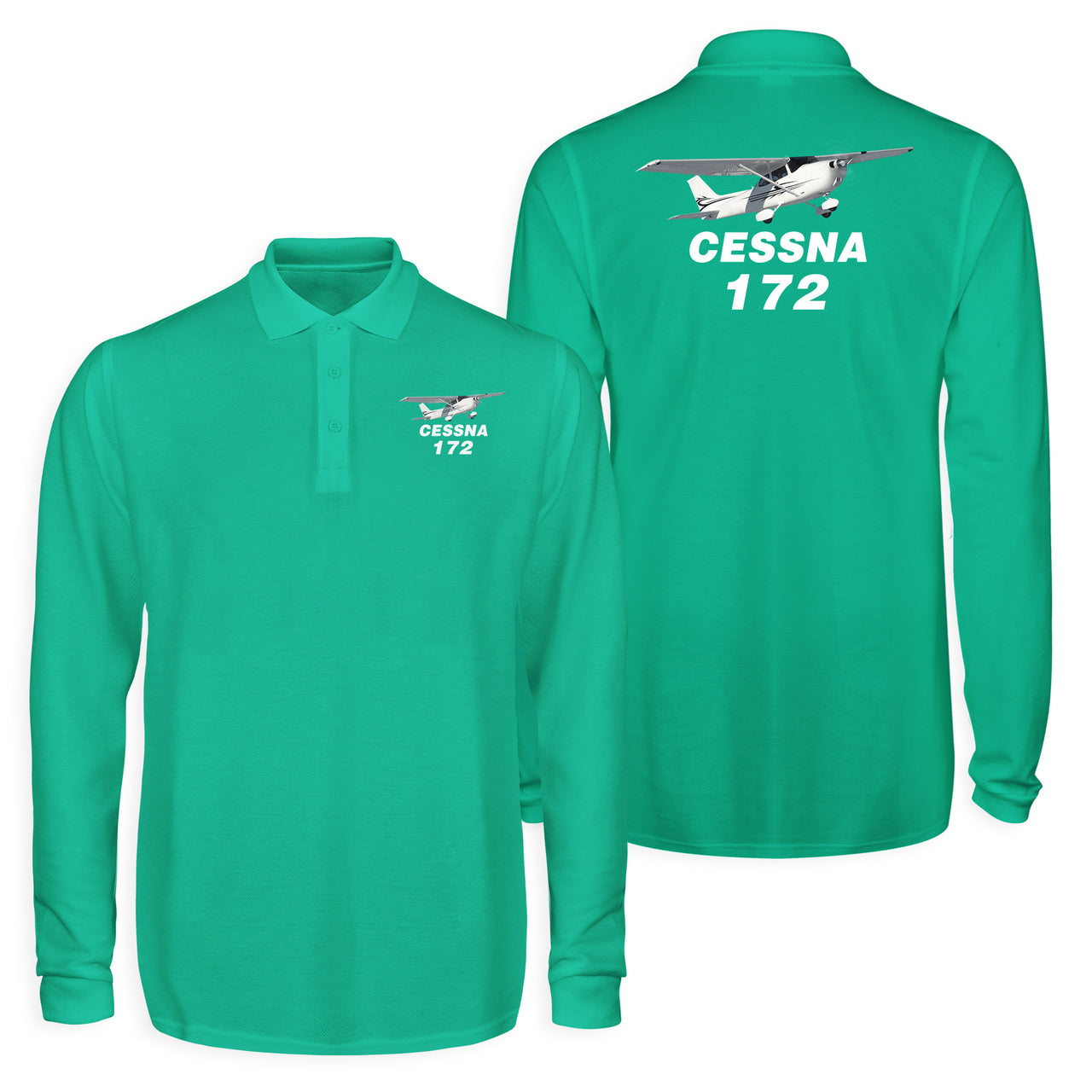 The Cessna 172 Designed Long Sleeve Polo T-Shirts (Double-Side)