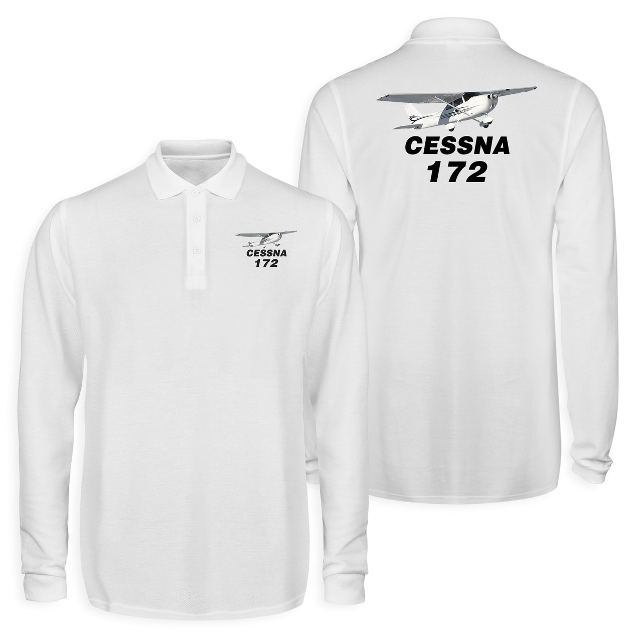 The Cessna 172 Designed Long Sleeve Polo T-Shirts (Double-Side)