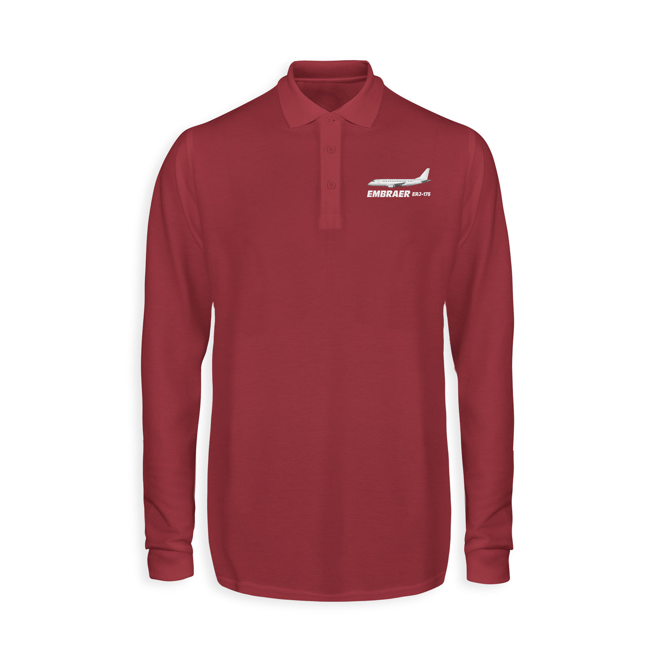 The Embraer ERJ-175 Designed Long Sleeve Polo T-Shirts