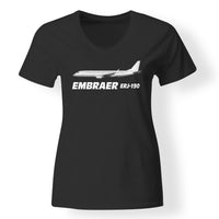 Thumbnail for The Embraer ERJ-190 Designed V-Neck T-Shirts