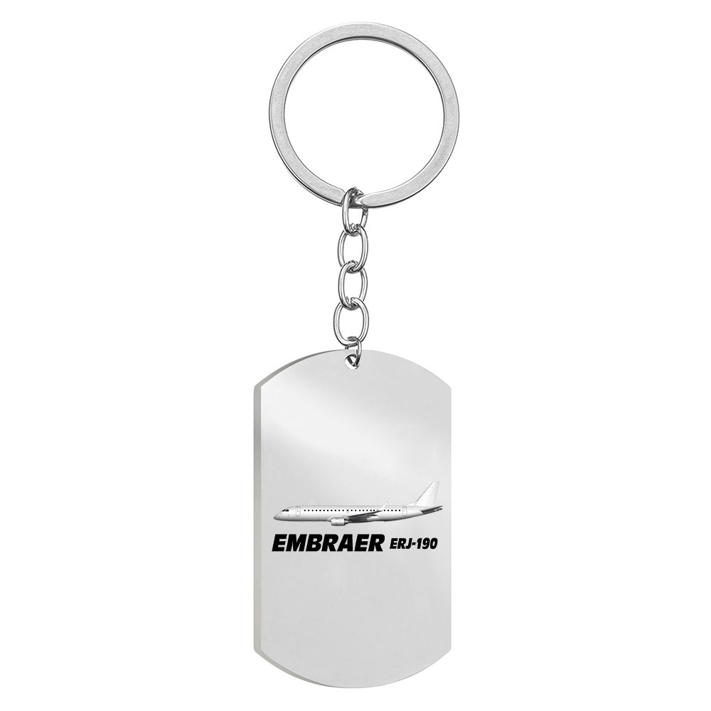 The Embraer ERJ-190 Designed Stainless Steel Key Chains (Double Side)
