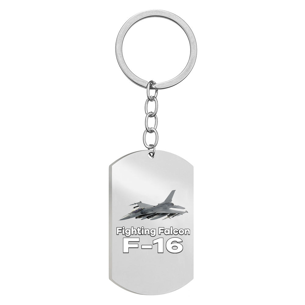 The Fighting Falcon F16 Designed Stainless Steel Key Chains (Double Side)