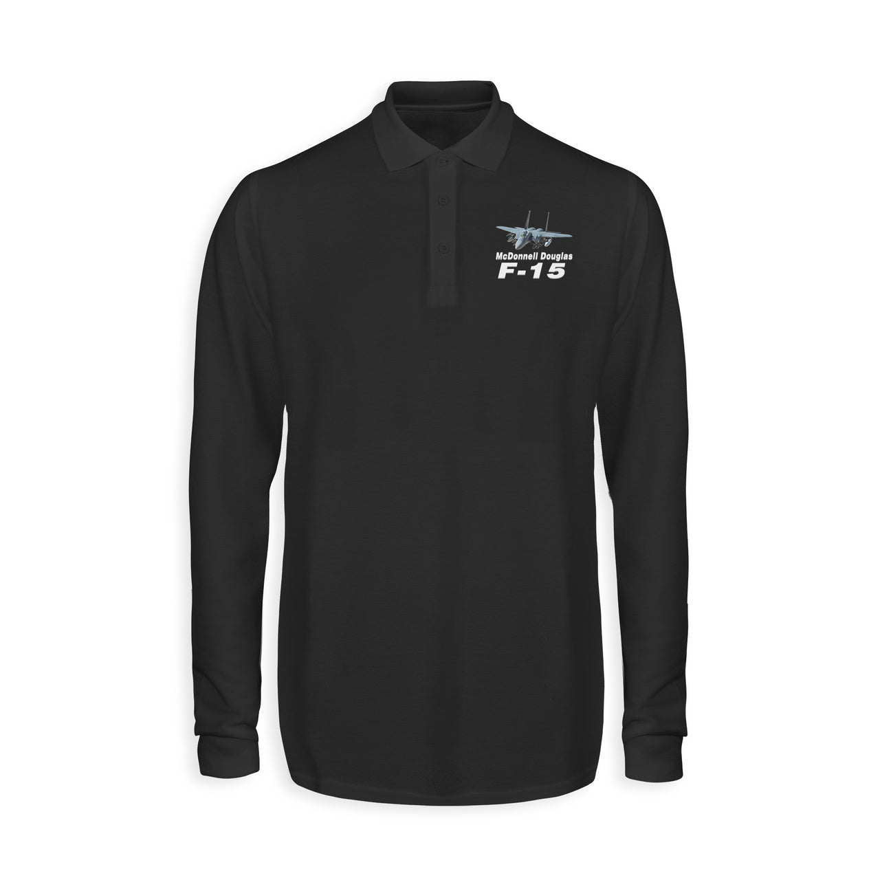 The McDonnell Douglas F15 Designed Long Sleeve Polo T-Shirts