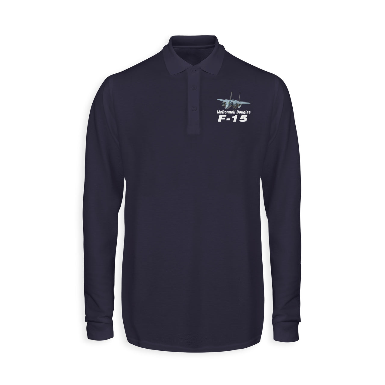 The McDonnell Douglas F15 Designed Long Sleeve Polo T-Shirts