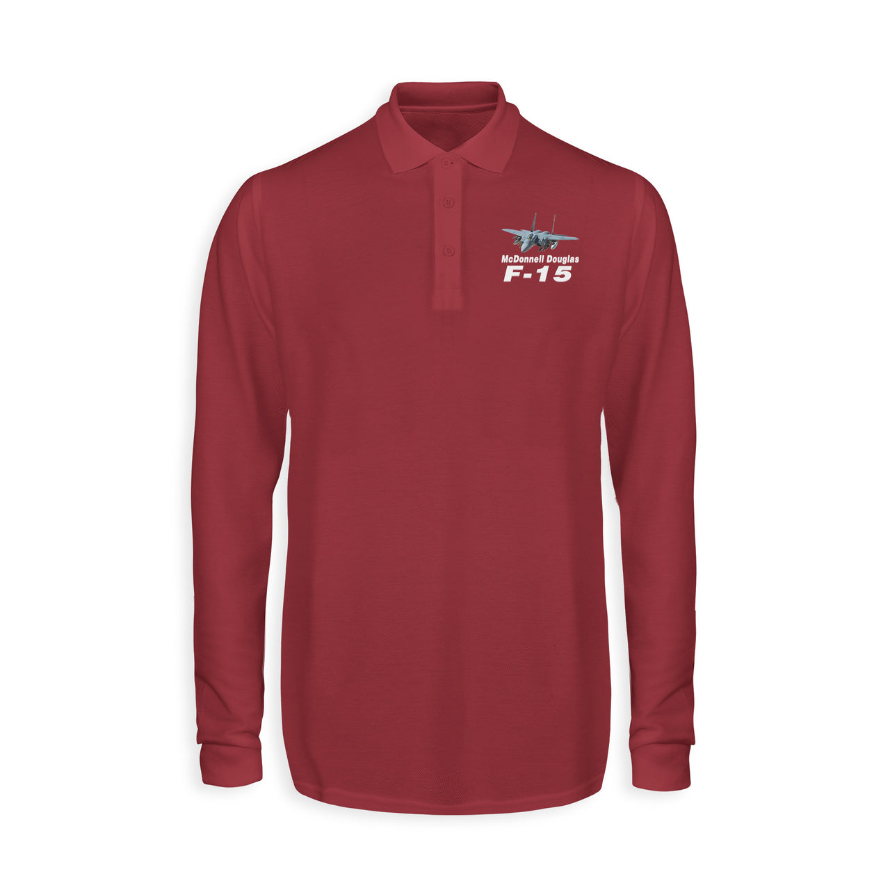 The McDonnell Douglas F15 Designed Long Sleeve Polo T-Shirts
