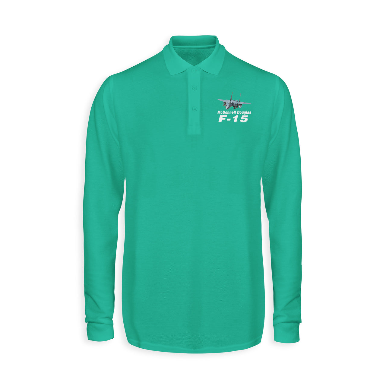 The McDonnell Douglas F15 Designed Long Sleeve Polo T-Shirts