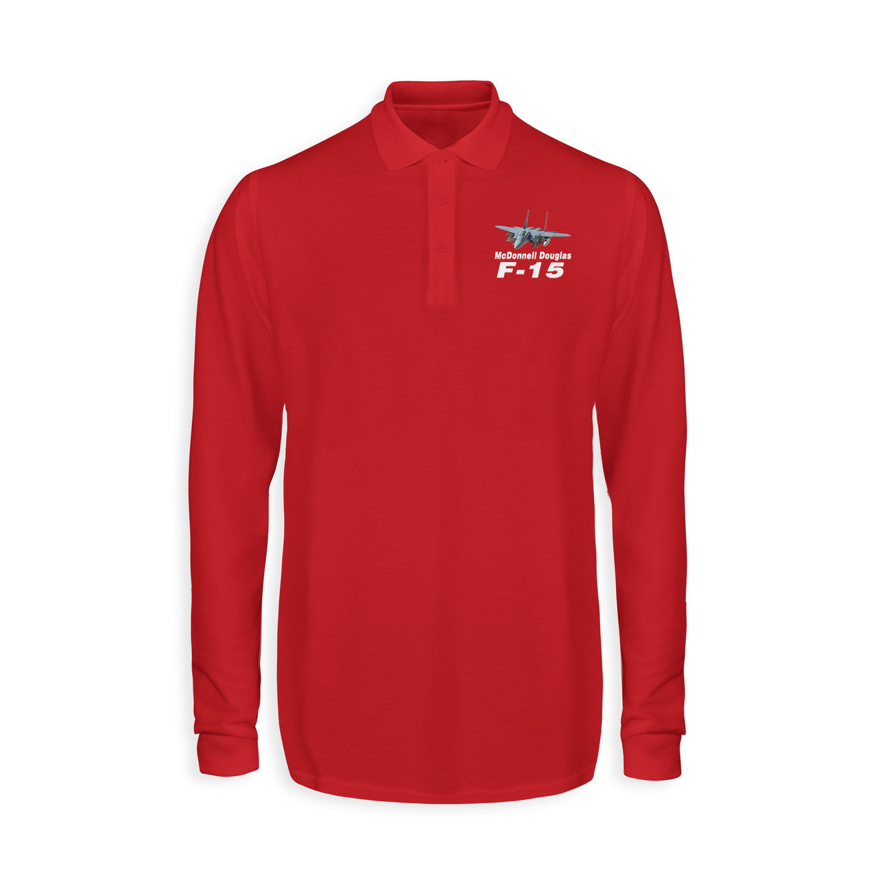 The McDonnell Douglas F15 Designed Long Sleeve Polo T-Shirts
