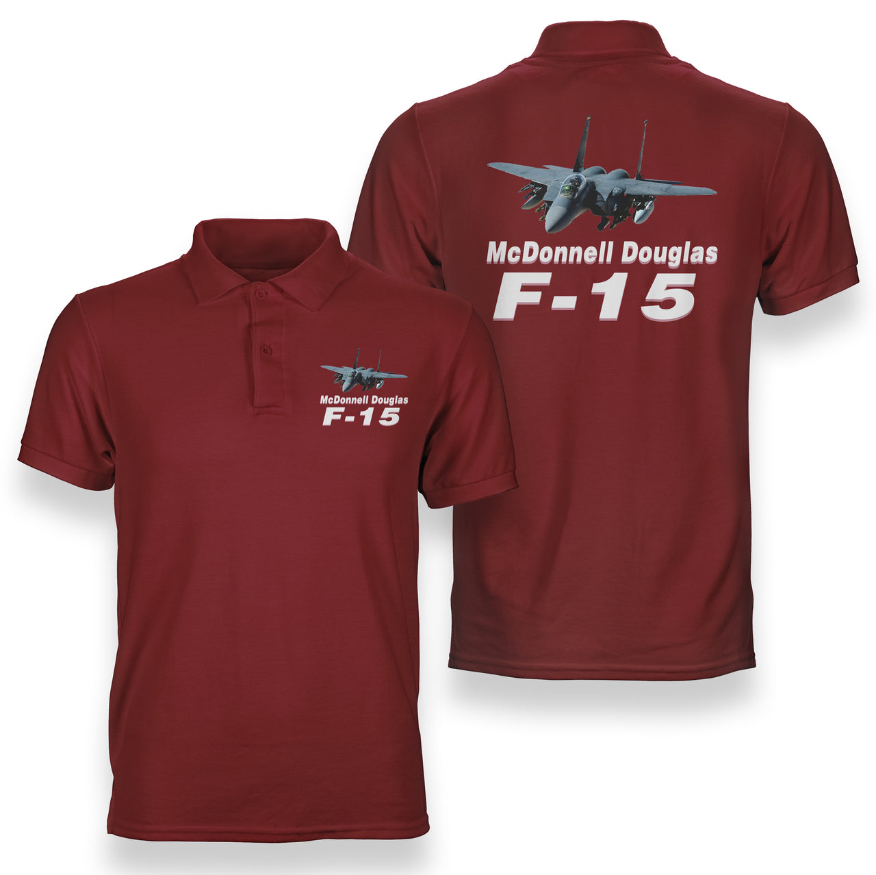The McDonnell Douglas F15 Designed Double Side Polo T-Shirts