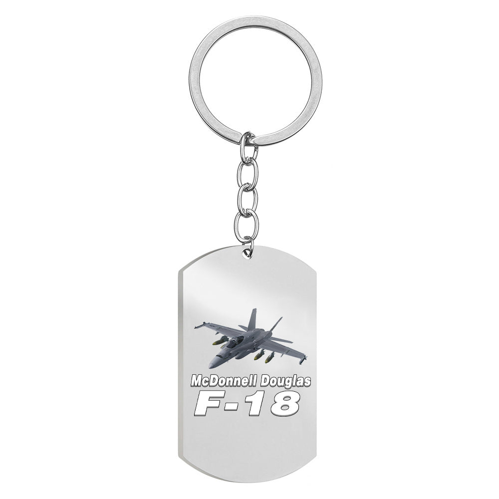 The McDonnell Douglas F18 Designed Stainless Steel Key Chains (Double Side)