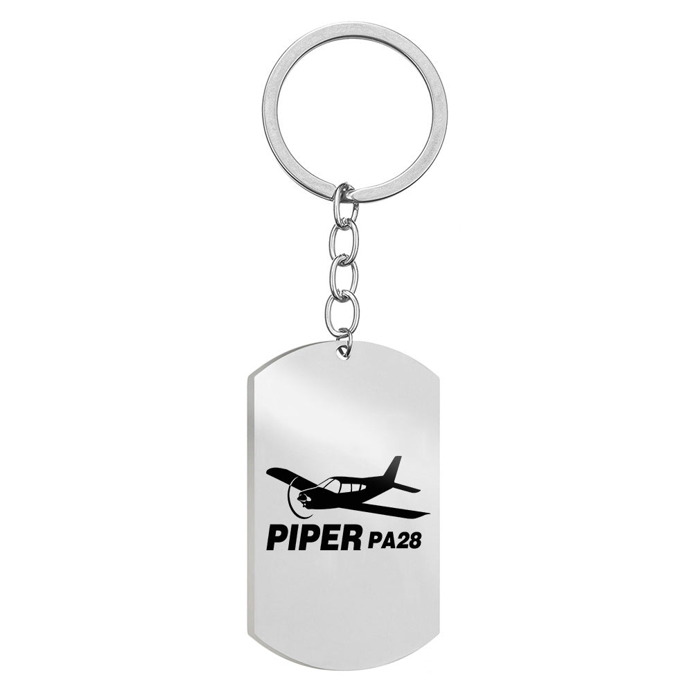 The Piper PA28 Designed Stainless Steel Key Chains (Double Side)