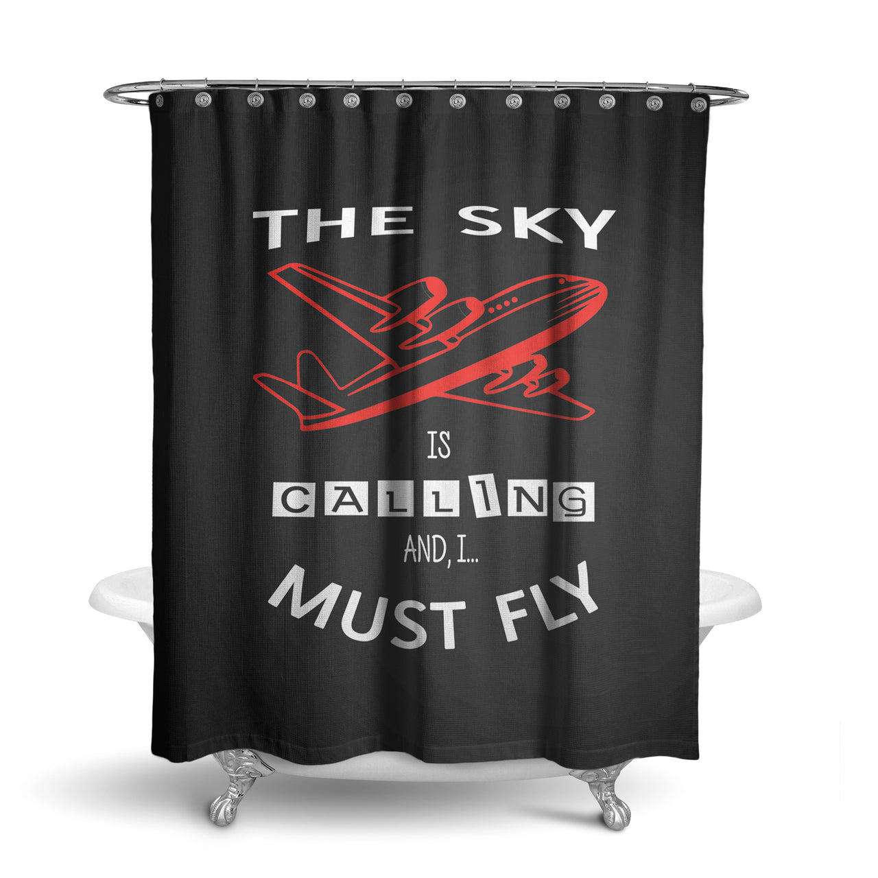 The Sky is Calling and I Must Fly Designed Shower Curtains