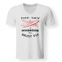 Thumbnail for The Sky is Calling and I Must Fly Designed V-Neck T-Shirts