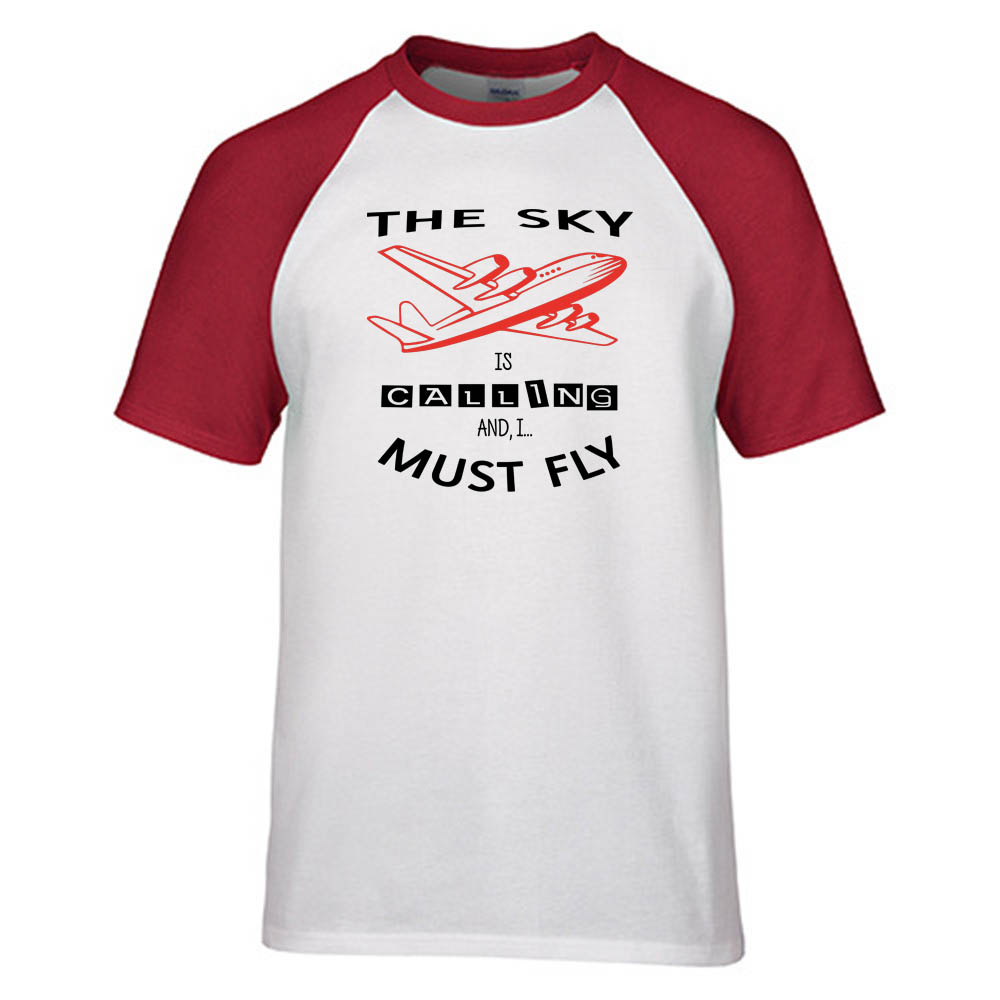 The Sky is Calling and I Must Fly Designed Raglan T-Shirts