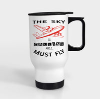 Thumbnail for The Sky is Calling and I Must Fly Designed Travel Mugs (With Holder)