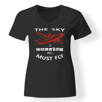 Thumbnail for The Sky is Calling and I Must Fly Designed V-Neck T-Shirts