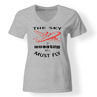 Thumbnail for The Sky is Calling and I Must Fly Designed V-Neck T-Shirts